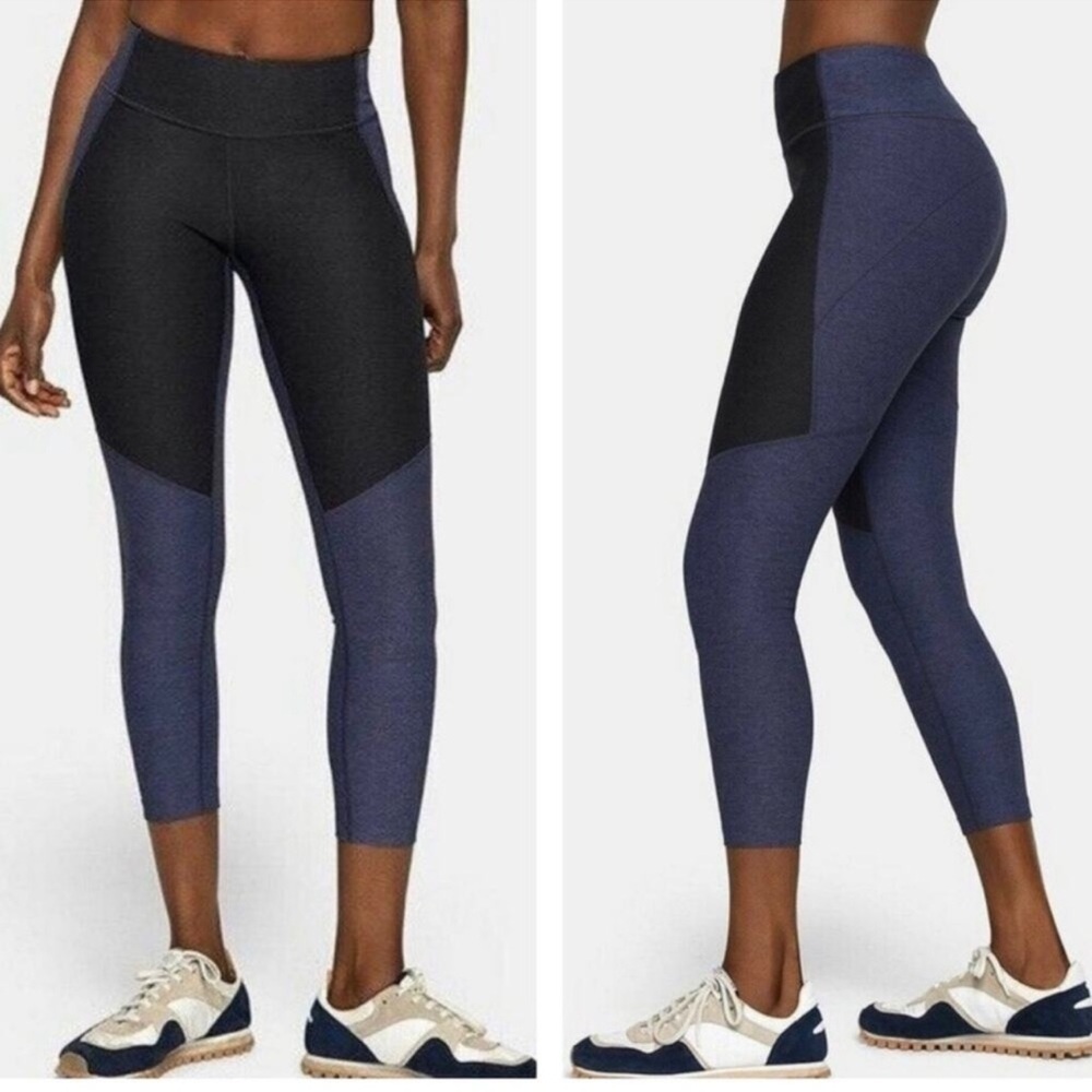 Outdoor Voices Warmup 7/8 Leggings Two Tone Black Navy Compression Size Small